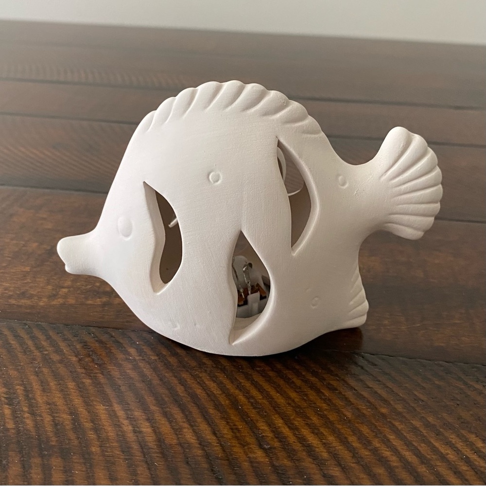 Set of 2 Light-up Ceramic Fish for Nautical Decor Customizable/ Paintable - Picture 6 of 13